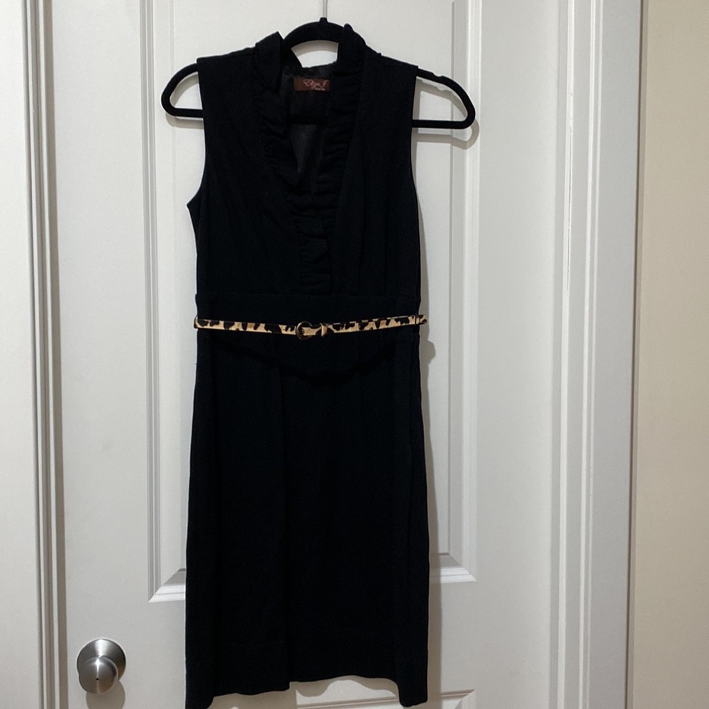 Eliza J little black dress with leopard belt 8P